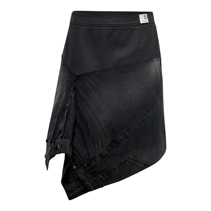 Asymmetrical Wrap Denim Skirt