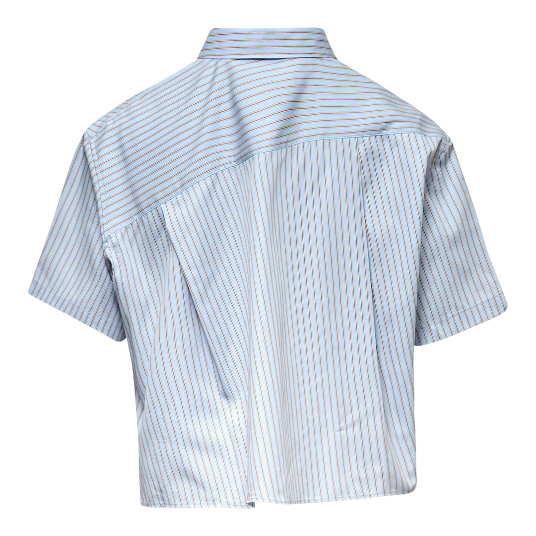 Asymmetrical Stripe Cropped Shirt