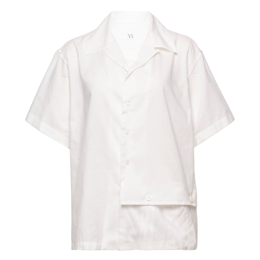 Open Collar Short Sleeve Blouse