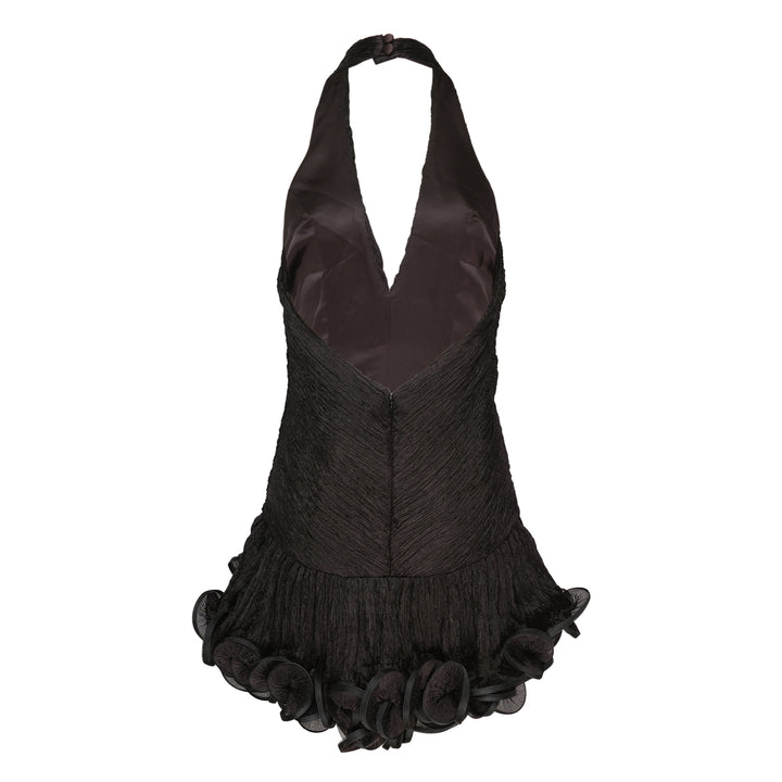 V-Neck Ruffle Hem Mini Dress