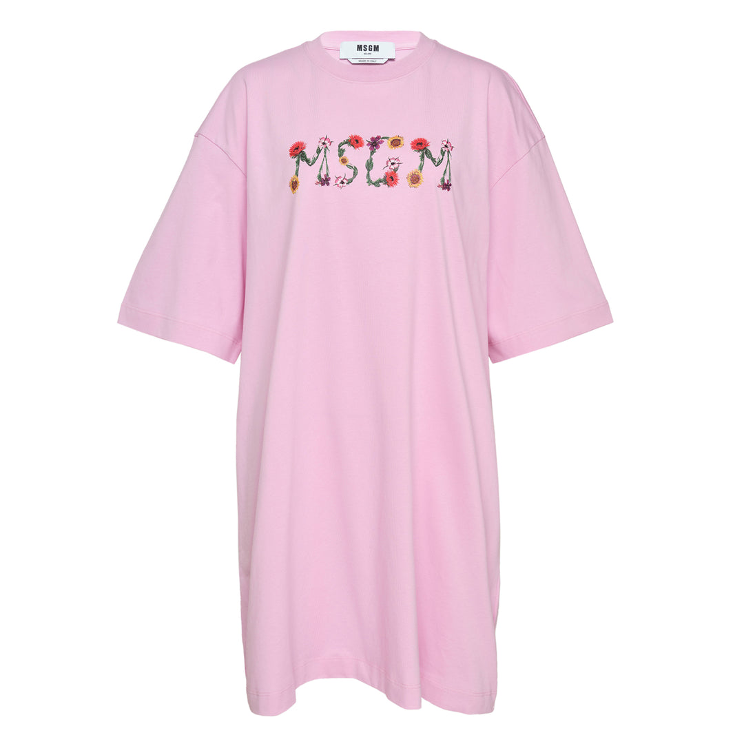 Floral MSGM Logo T-Shirt Dress