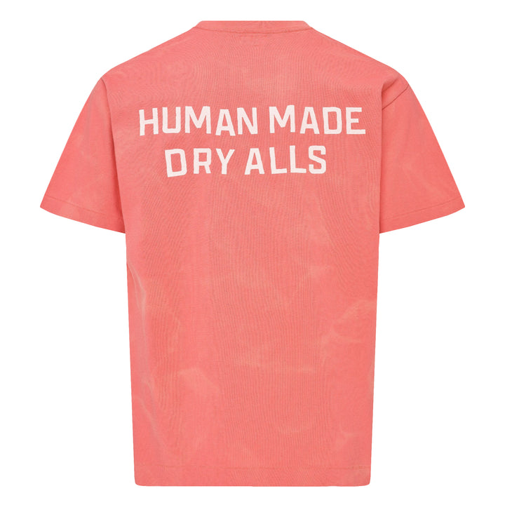 Human Made Garment Dye Short Sleeve Tee in light blue with tonal all-over wash effect and heart 'hm' logo graphic at the chest