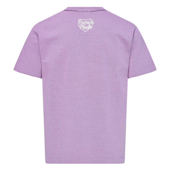 Human Made Color Heart Logo Tee in dusty blue, featuring a white cursive 'Human Made' heart graphic print at the chest, crew neck, and short sleeves