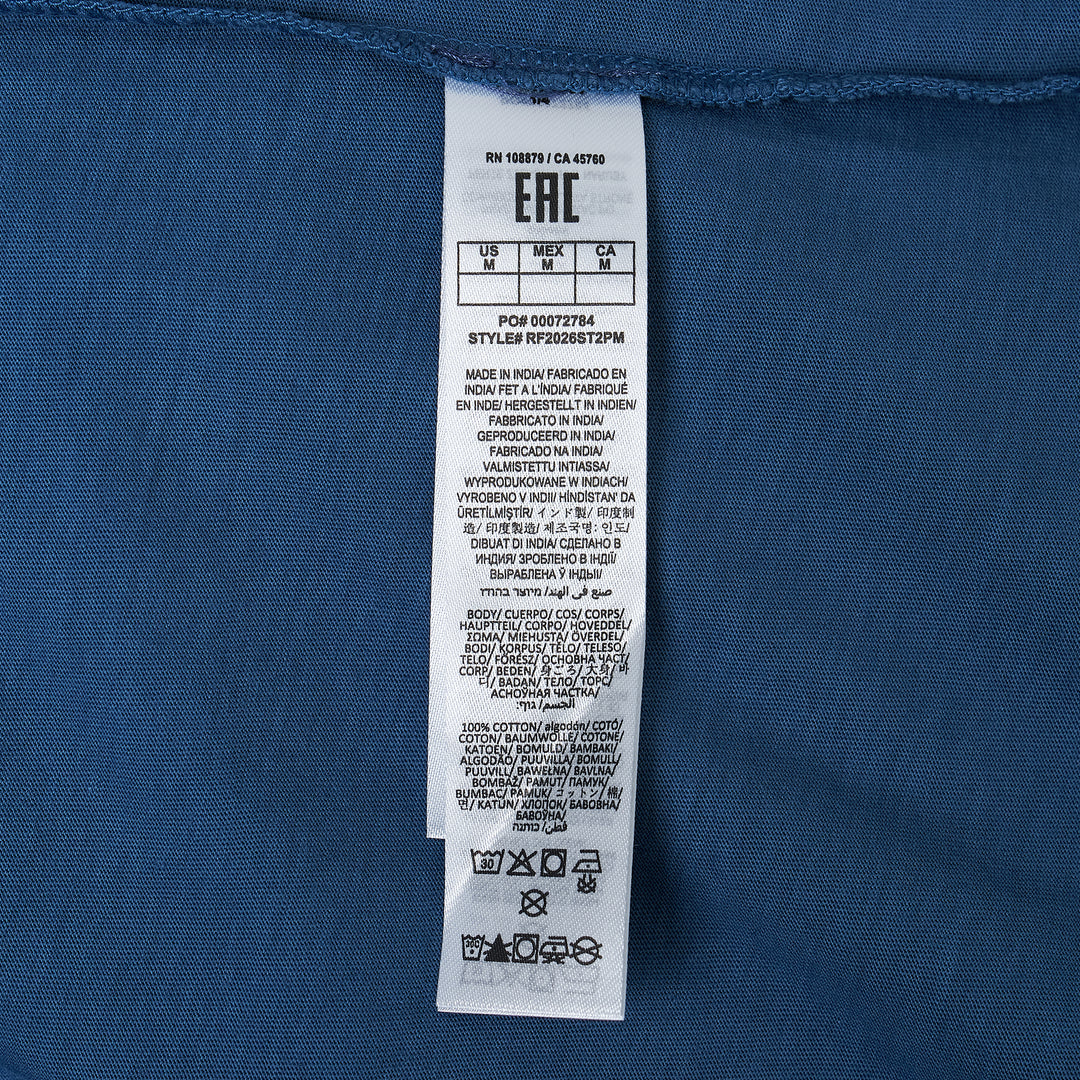 rag & bone Garment Dye Classic Pocket Tee in blue, featuring a crew neck, short sleeves, and a patch chest pocket with topstitching
