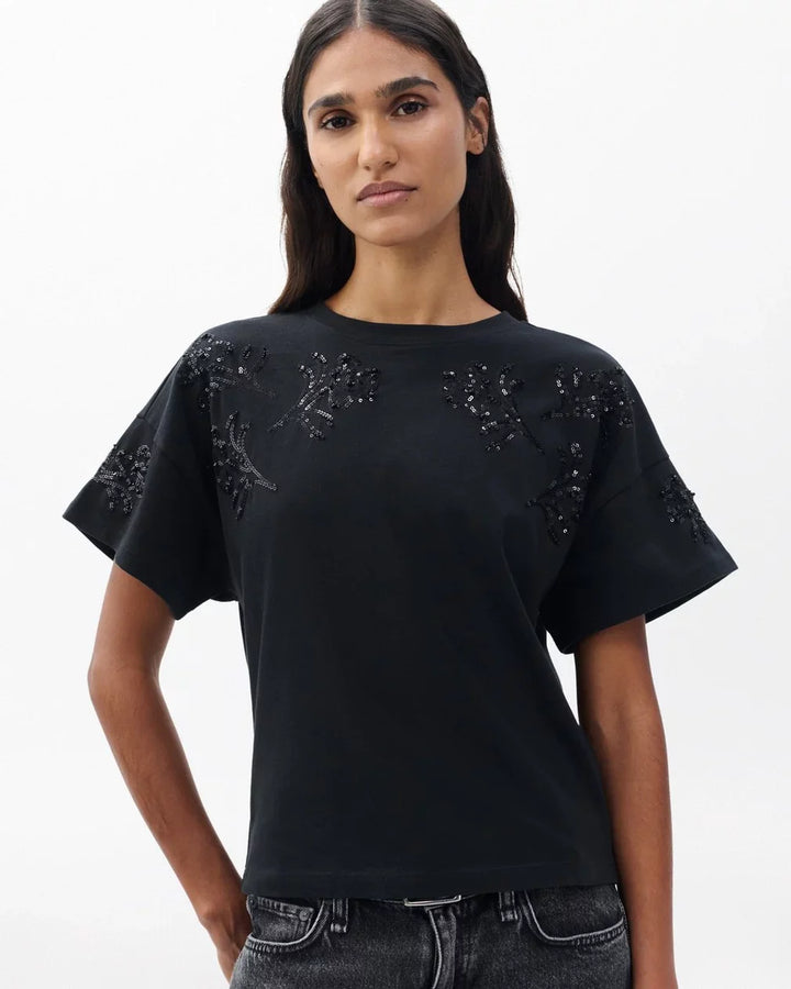 Beaded Floral Kelly Boxy Tee