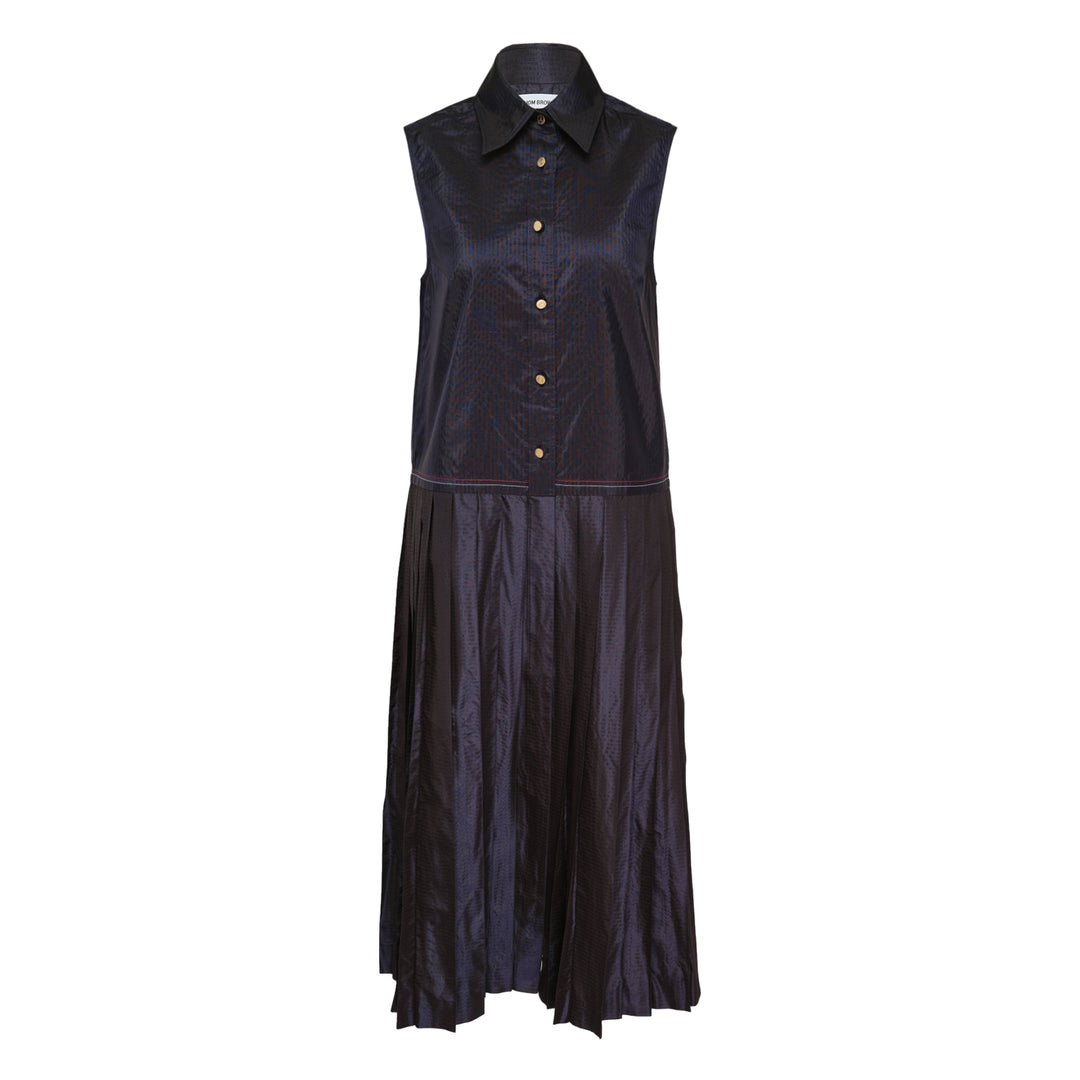 Sleeveless Pleated Bottom Shirtdress