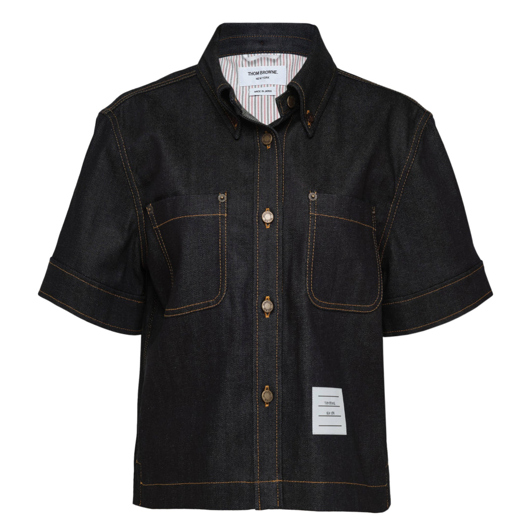 Short Sleeve Denim Button Down Shirt