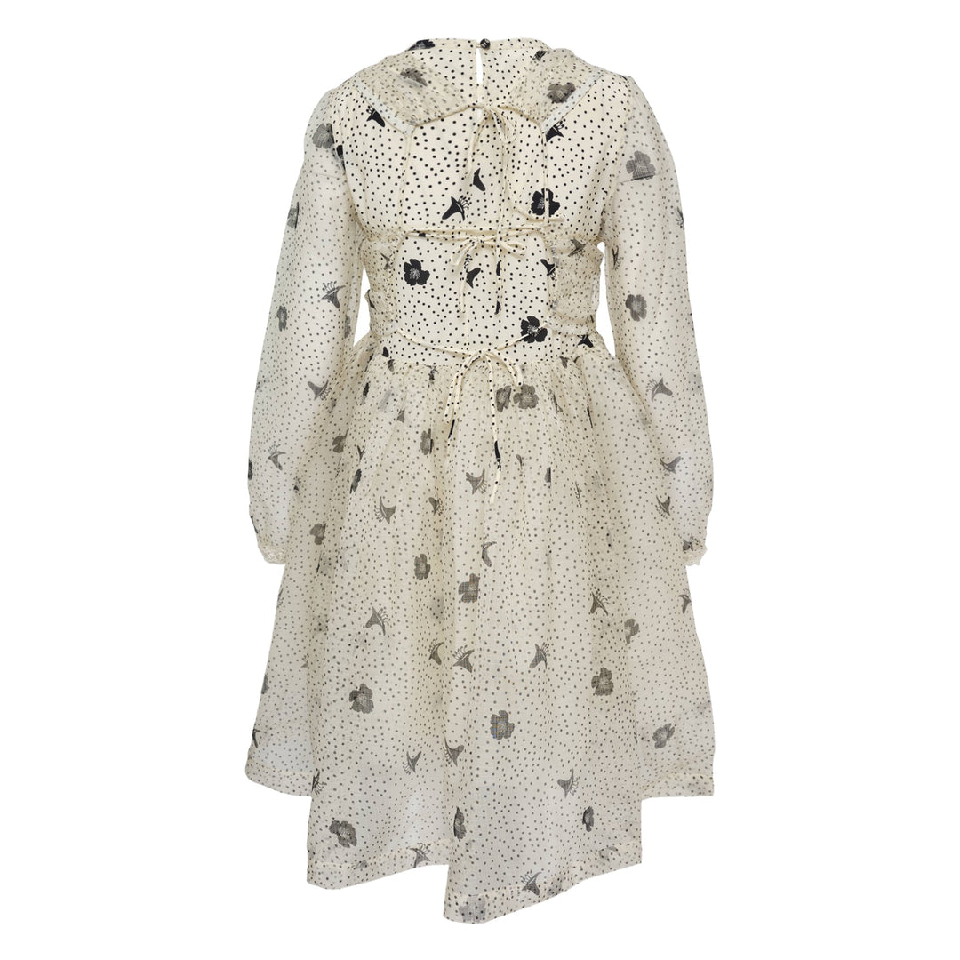 Silk Print Long Sleeve Dress