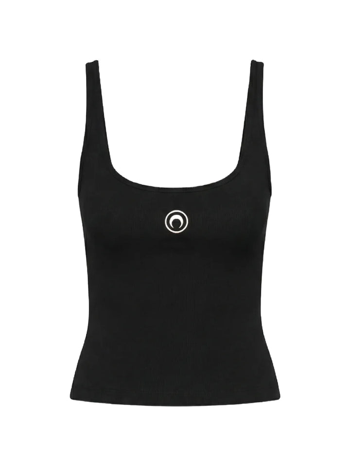 Moon Logo Ribbed Jersey Crop Tank