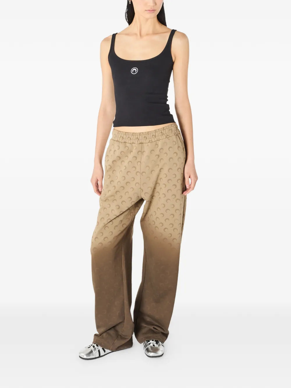 Moon Logo Ribbed Jersey Crop Tank