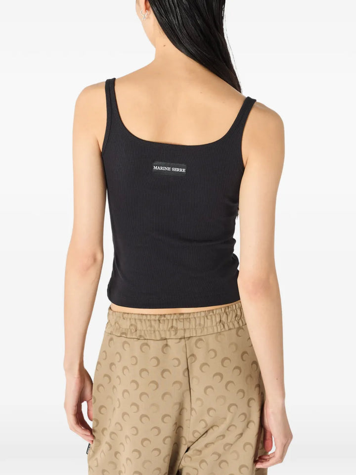 Moon Logo Ribbed Jersey Crop Tank