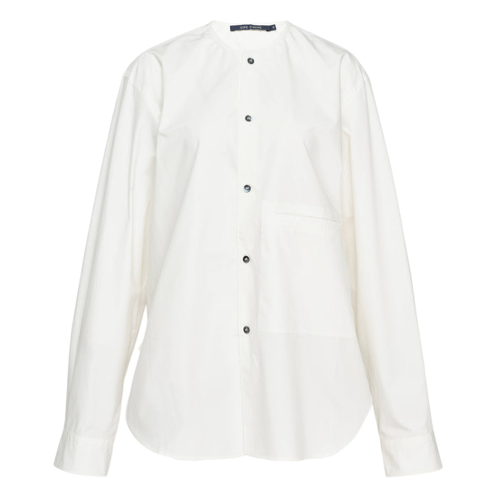 Long Sleeve Round Neck Pocket Blouse