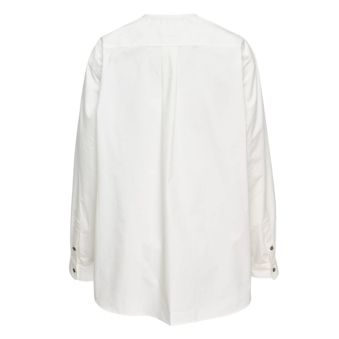 Long Sleeve Round Neck Pocket Blouse