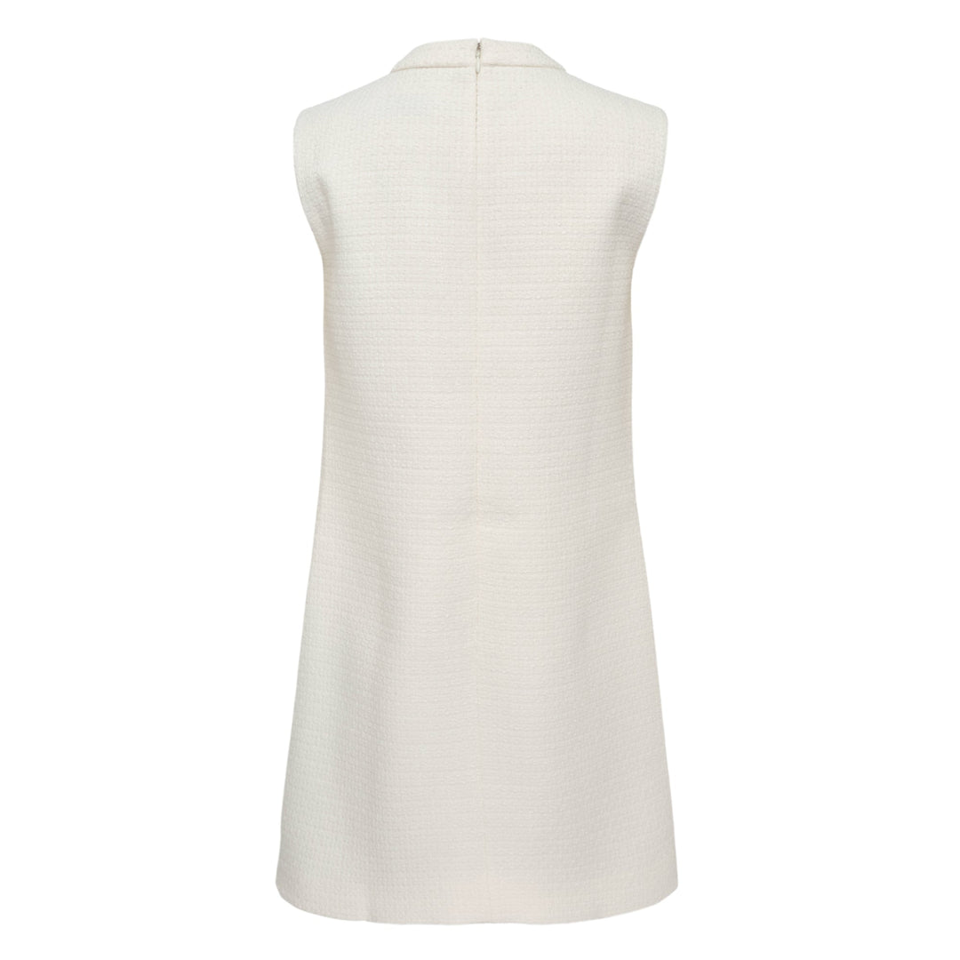 Cream Boucle Lace Trim Mini Dress