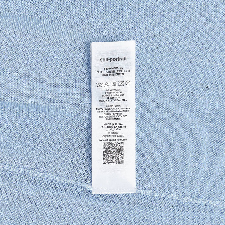 Blue Pointelle Peplum Knit Dress