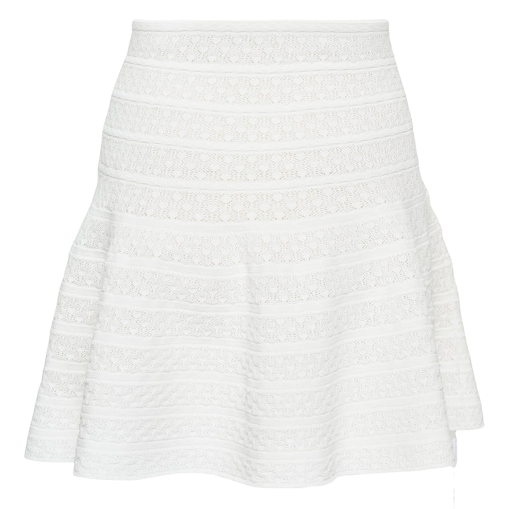 White Pointelle Knit Mini Skirt
