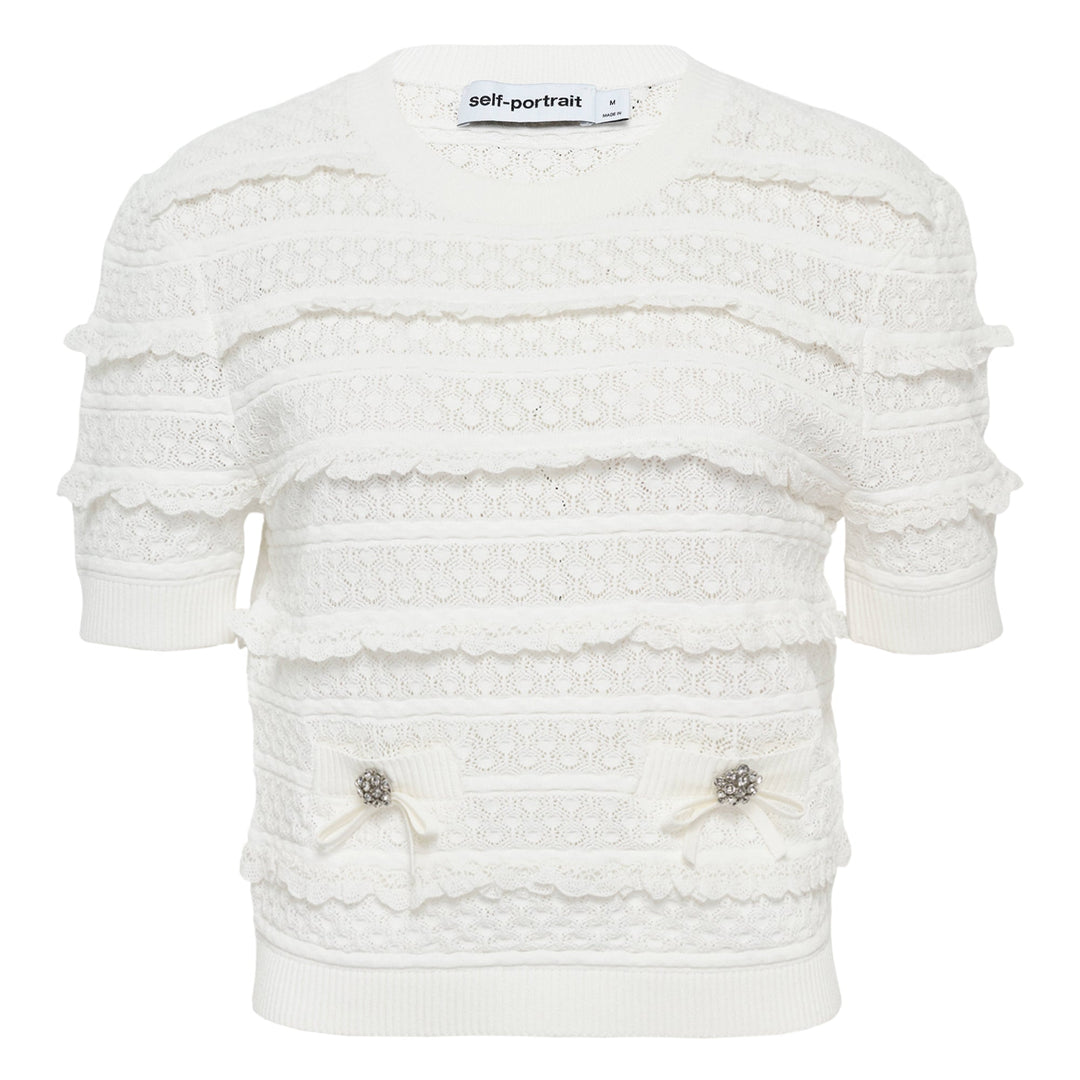 White Pointelle Knit Top