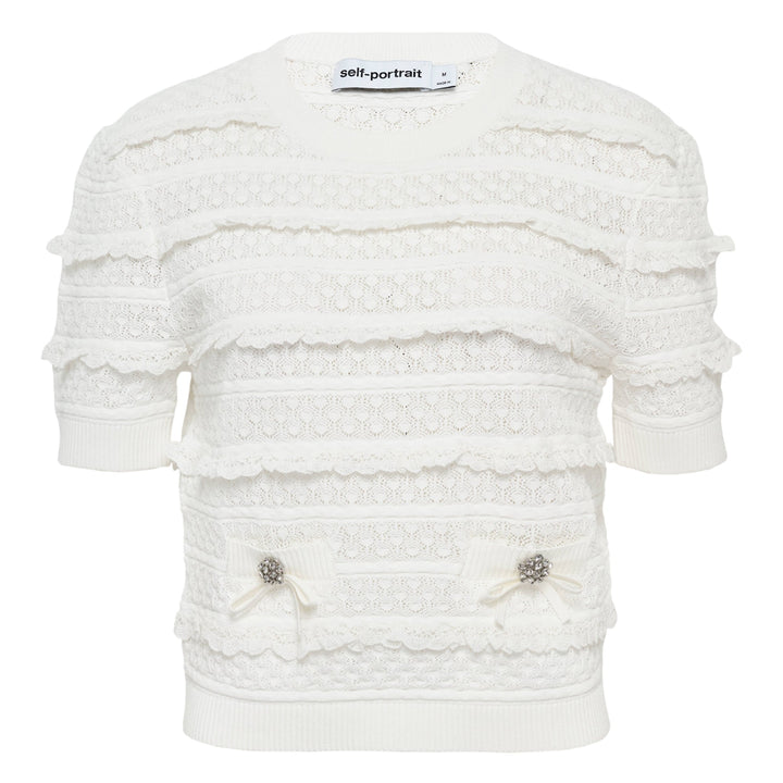 White Pointelle Knit Top