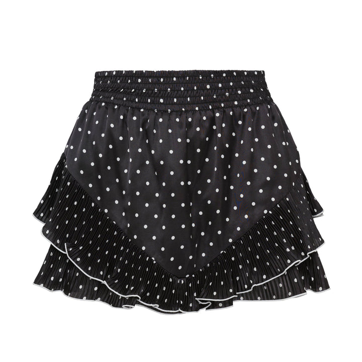 Black Polka Dot Frill Mini Skirt