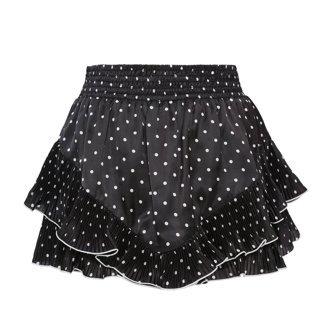 Black Polka Dot Frill Mini Skirt