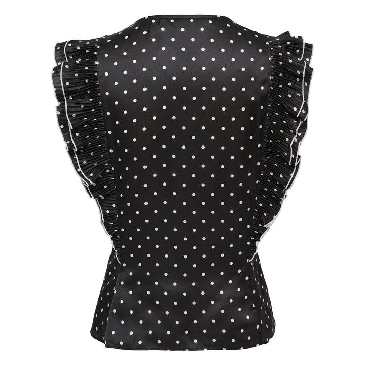 Black Polka Dot Frill Top