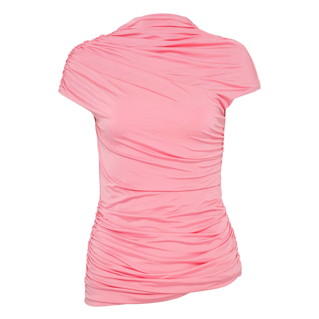 Pink Jersey Gathered Top