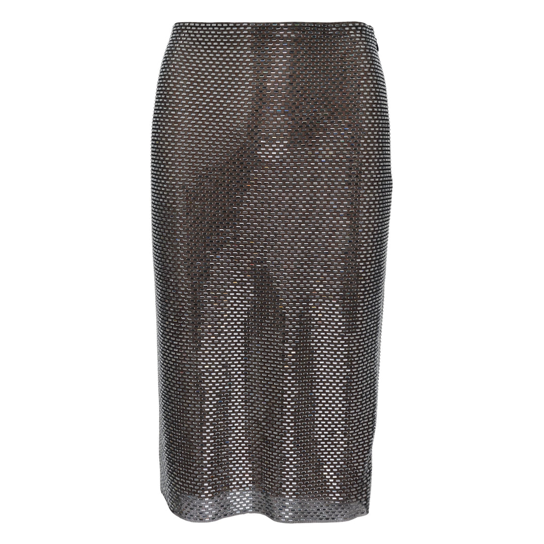 Gunmetal Rhinestone Midi Skirt