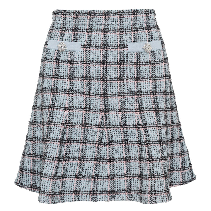Blue Check Knit Mini Skirt