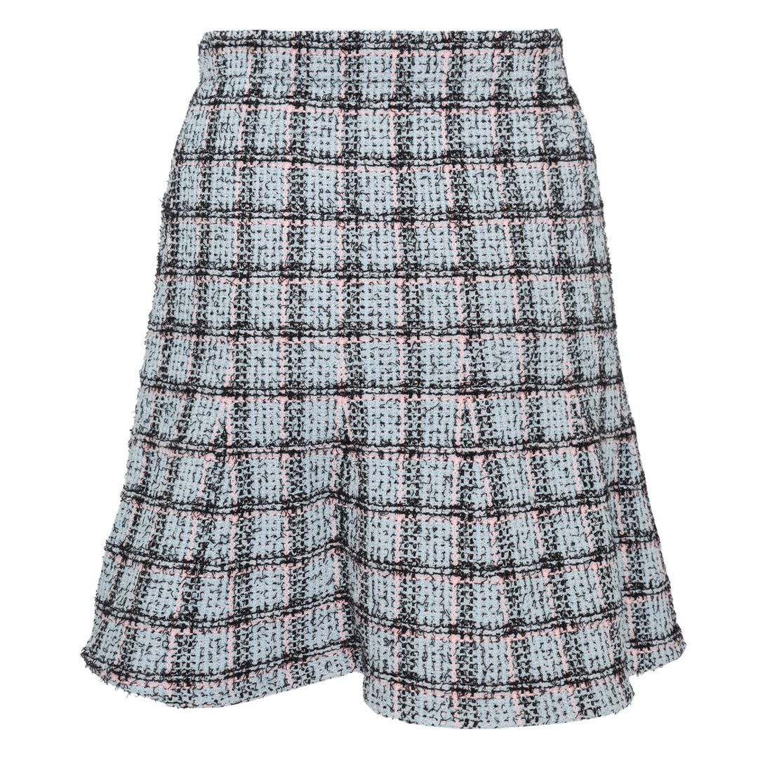 Blue Check Knit Mini Skirt