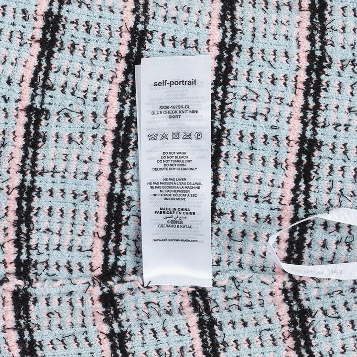Blue Check Knit Mini Skirt