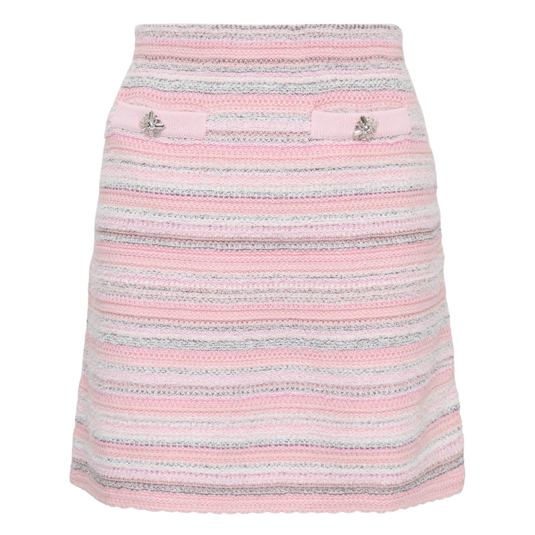 Pink Textured Knit Mini Skirt