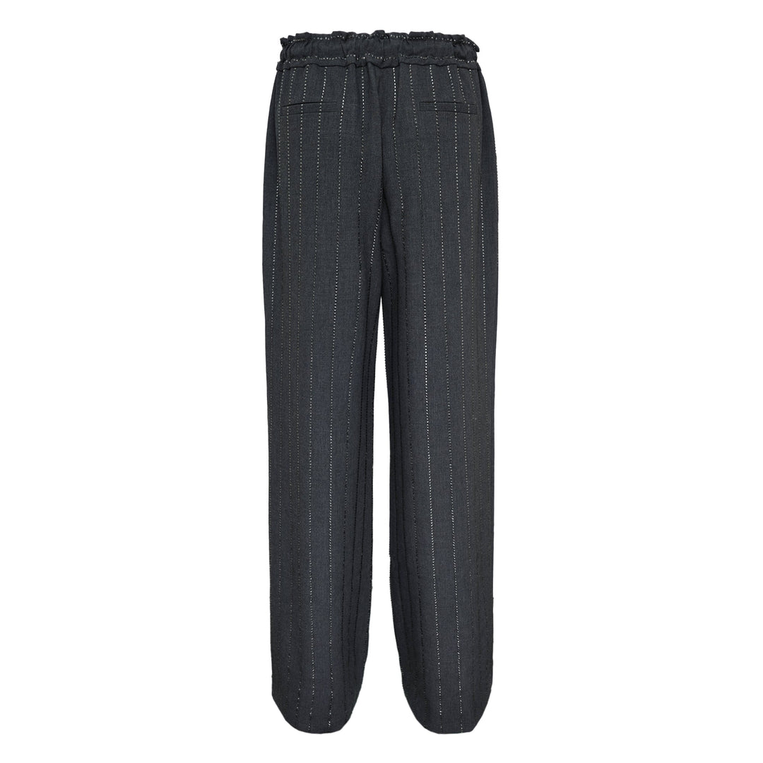 Grey Rhinestone Pinstripe Trousers