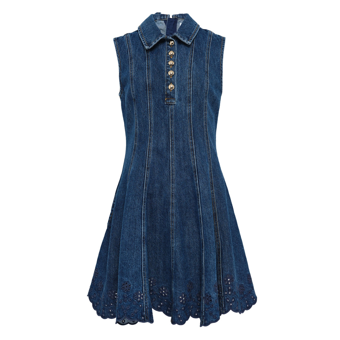Denim Broderie Mini Dress