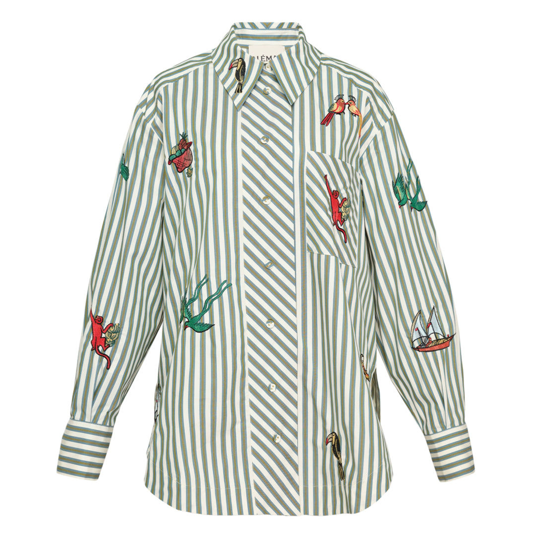 Bisou Embroidered Long Sleeve Blouse