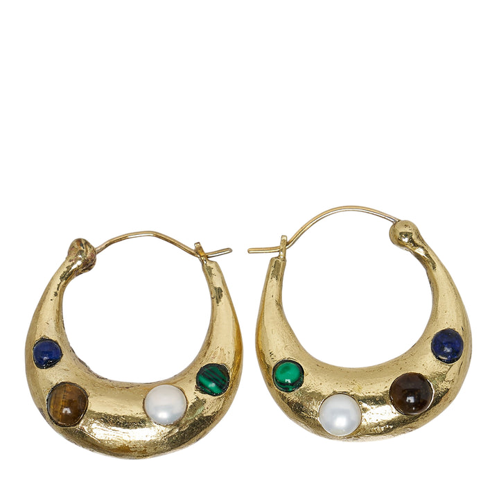 Rainbow Stone Hoop Earrings
