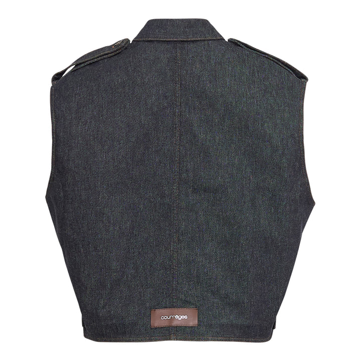 Courrèges Sleeveless Denim Bomber Jacket – Available at Club 21, Official Retailer in Singapore, Malaysia & Thailand with Global Shipping Online