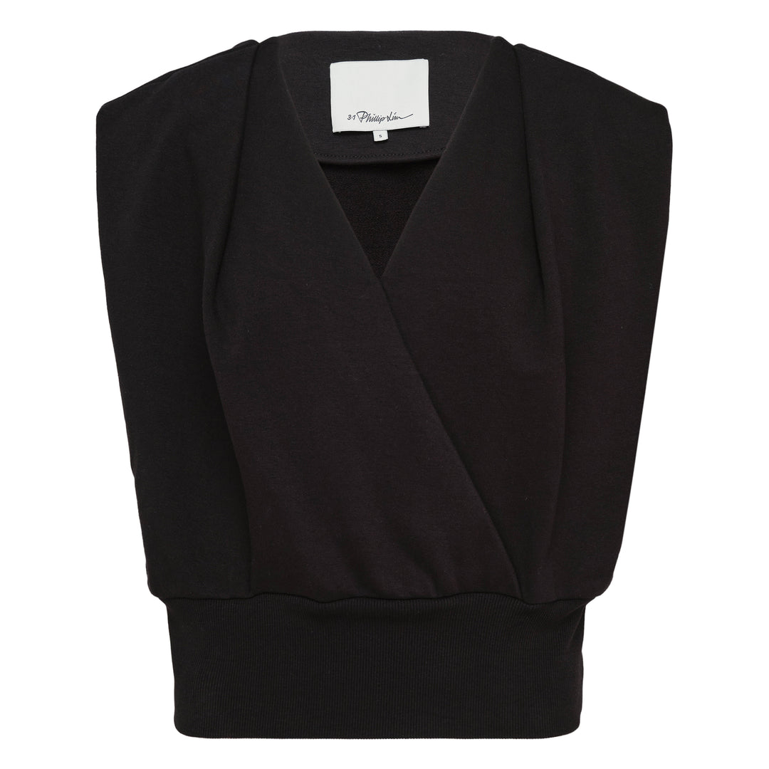 Draped Sleeveless French Terry Top