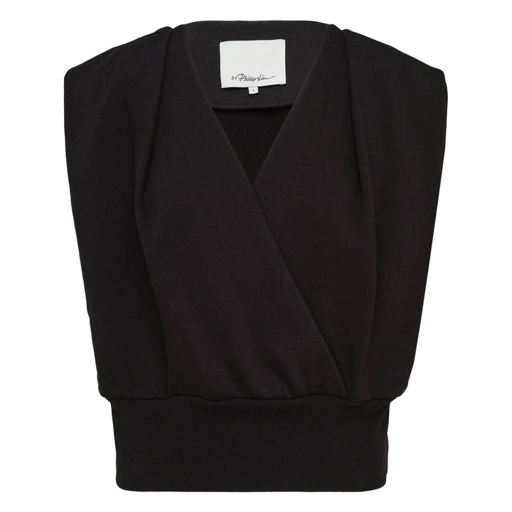 Draped Sleeveless French Terry Top