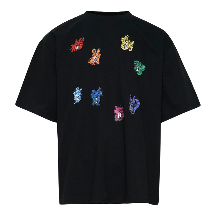 We11done Black Sticker Monster T-Shirt – Available at Club 21, Official Retailer in Singapore, Malaysia & Thailand with Global Shipping Online