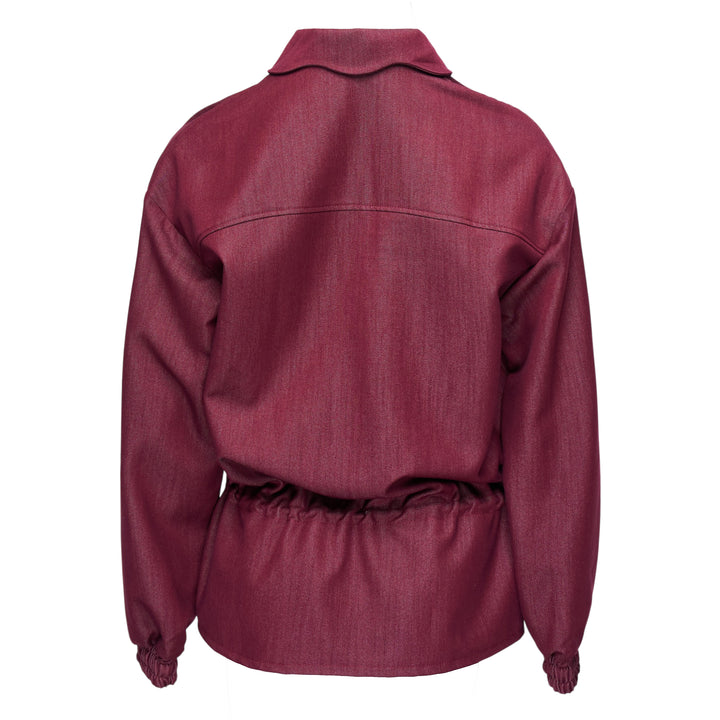 Burgundy Ruffle Zip Jacket
