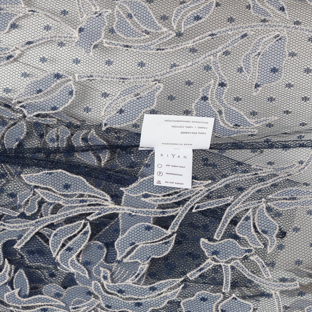 Dot Tulle Top With Linen Embroidery