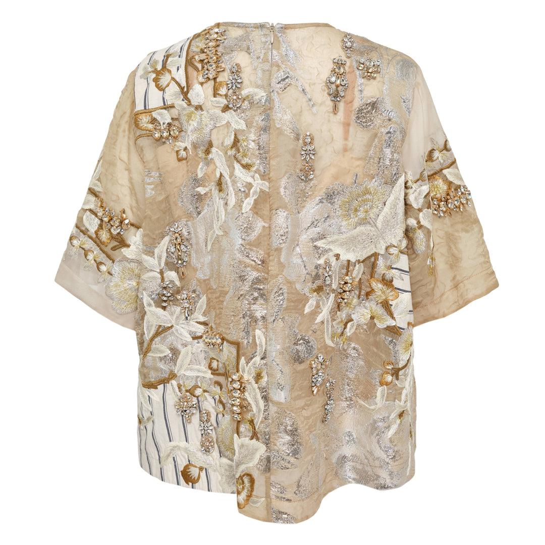 Embroidered Mix Organza Silk Top