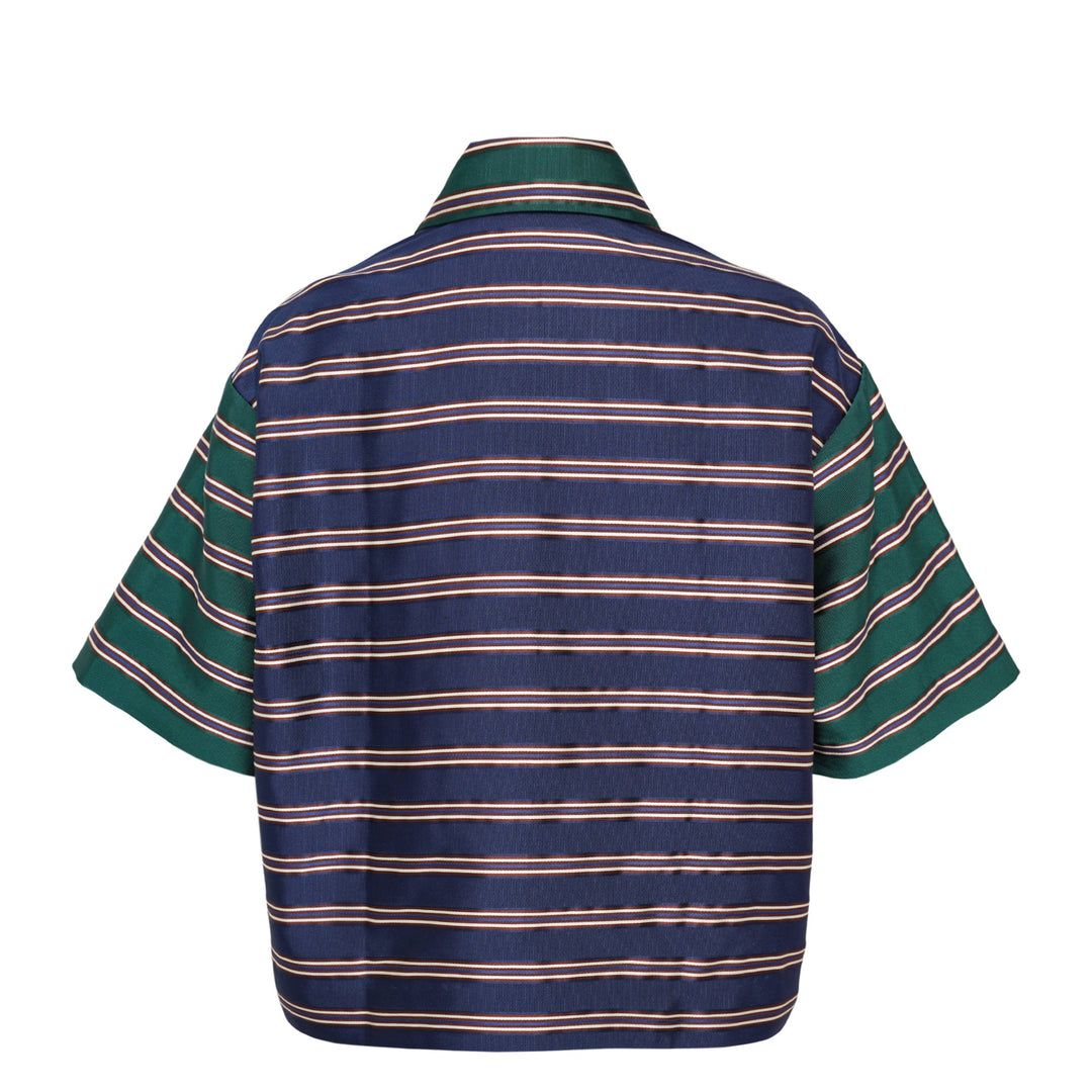 Stripe Cotton Silk Short Sleeve Shirt
