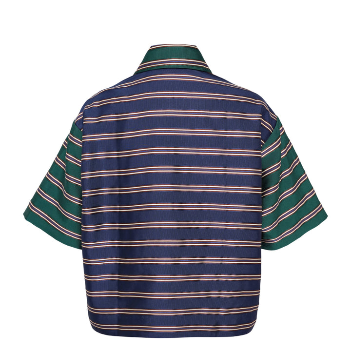 Stripe Cotton Silk Short Sleeve Shirt