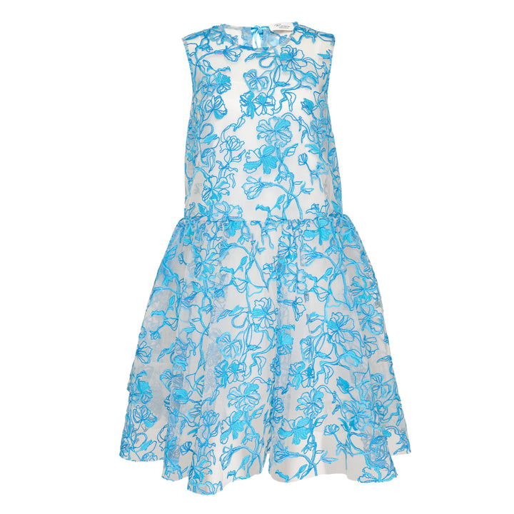 Caroline Hu Blue Floral Embroidered Mini Dress – Available at Club 21, Official Retailer in Singapore, Malaysia & Thailand with Global Shipping Online
