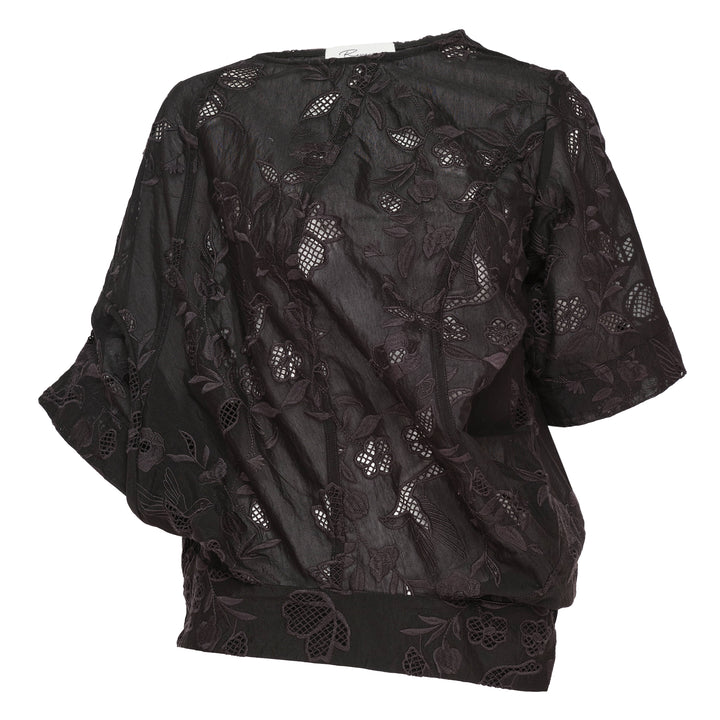 Caroline Hu Black Embroidery Inverted Shirt – Available at Club 21, Official Retailer in Singapore, Malaysia & Thailand with Global Shipping Online