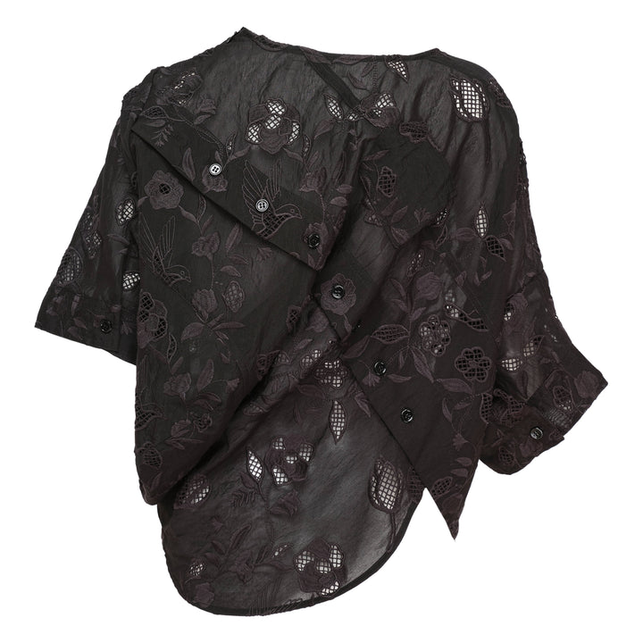 Caroline Hu Black Embroidery Inverted Shirt – Available at Club 21, Official Retailer in Singapore, Malaysia & Thailand with Global Shipping Online