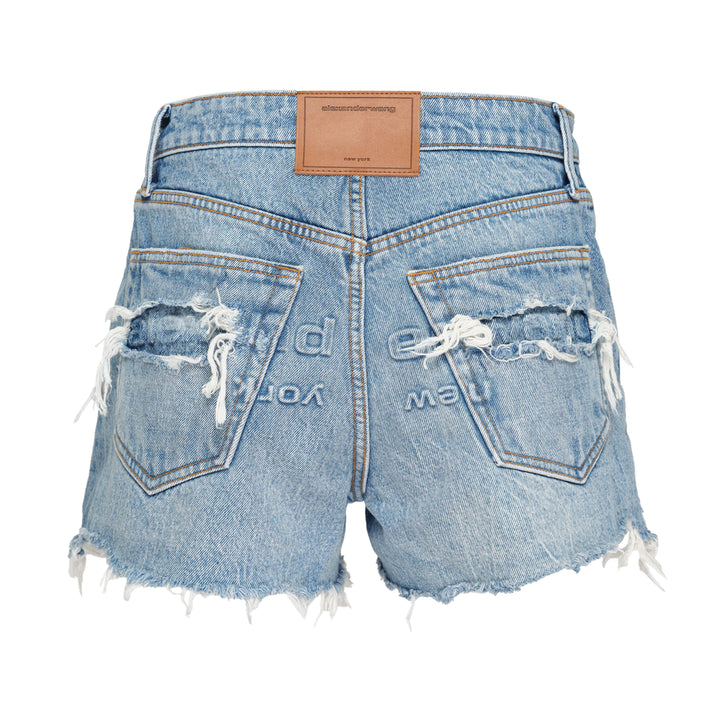 Distressed Logo Bite Shorts