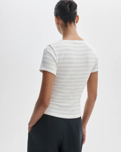 Knit Stripe Button Tee