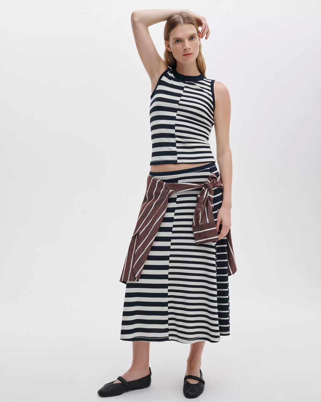 The Knit Mixed Stripe Skirt
